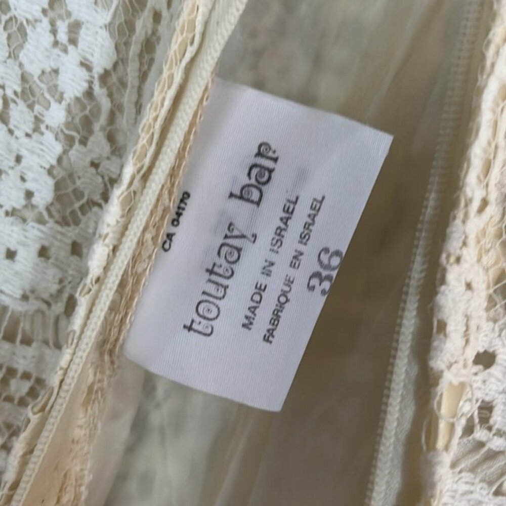Vintage 1970βs Toutay Bar cream lace dress size XS 36 - Picture 12 of 16